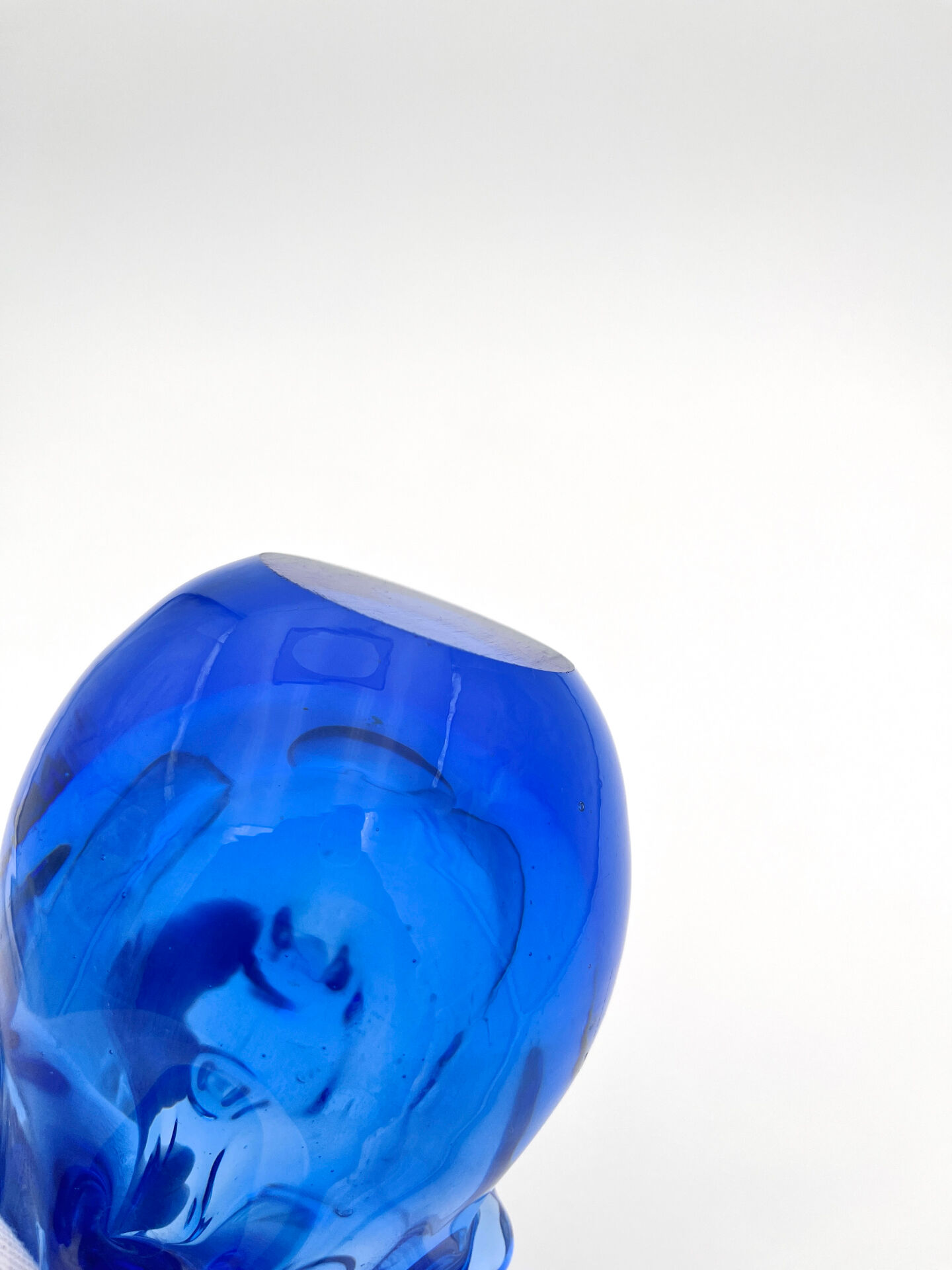 Vase Jan Beránek Chribska Art Glass Blue 27cm 1.68kg Mid-Century