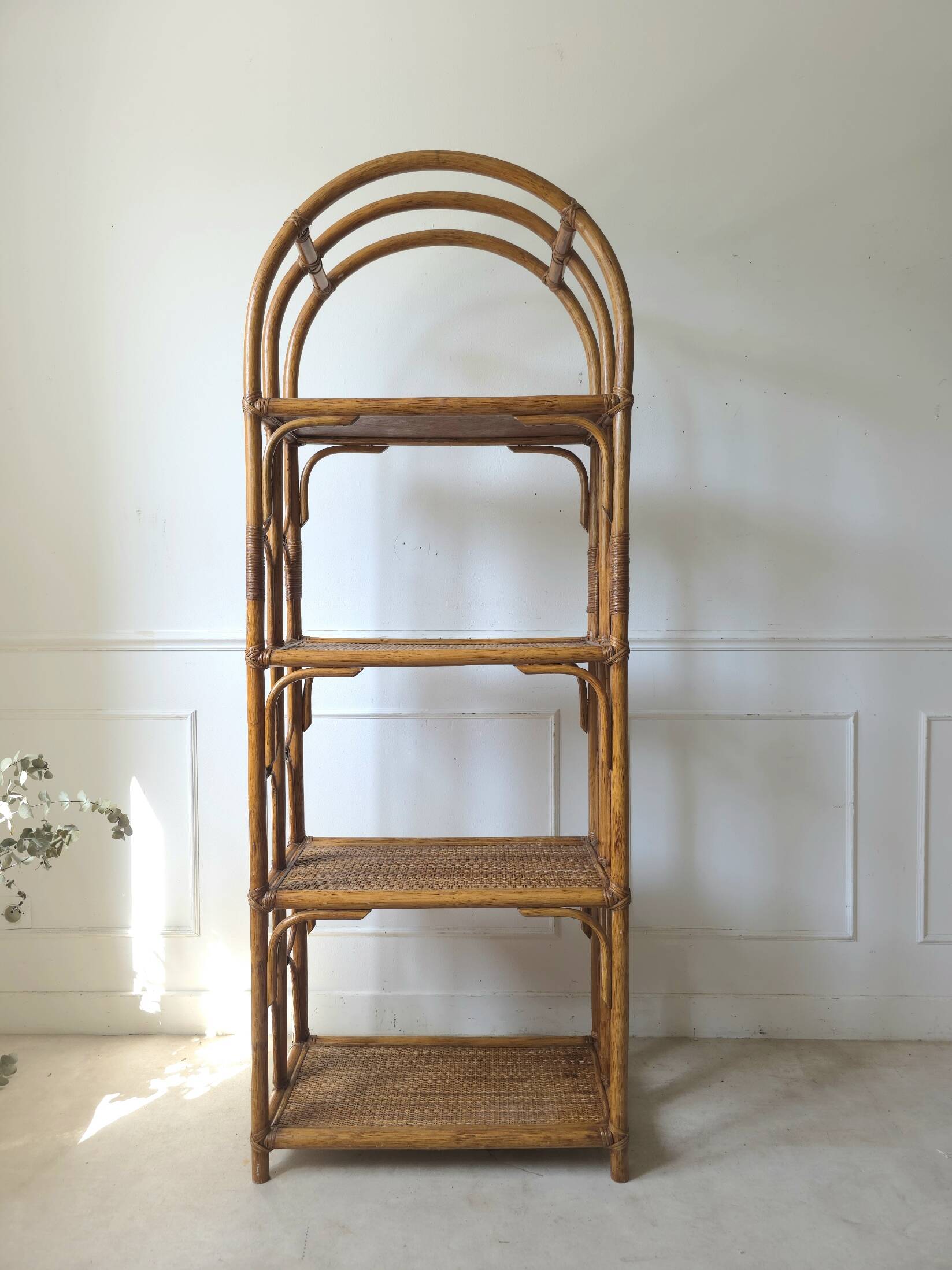 Vintage rattan shelf