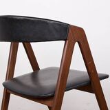 4 Danish chairs in Afromosia and skai model 205 by Thomas Harlev