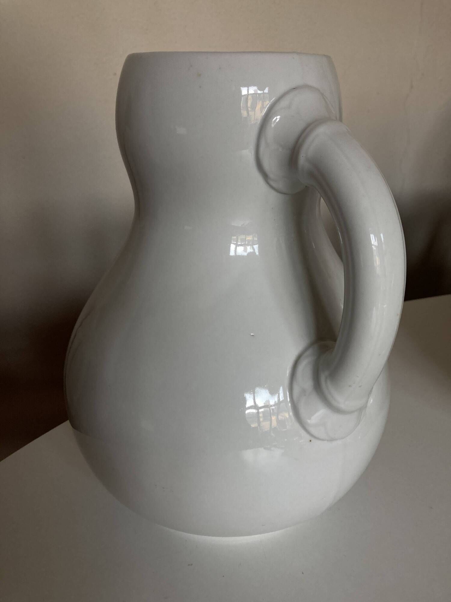 XXL white porcelain pitcher vase 19th century