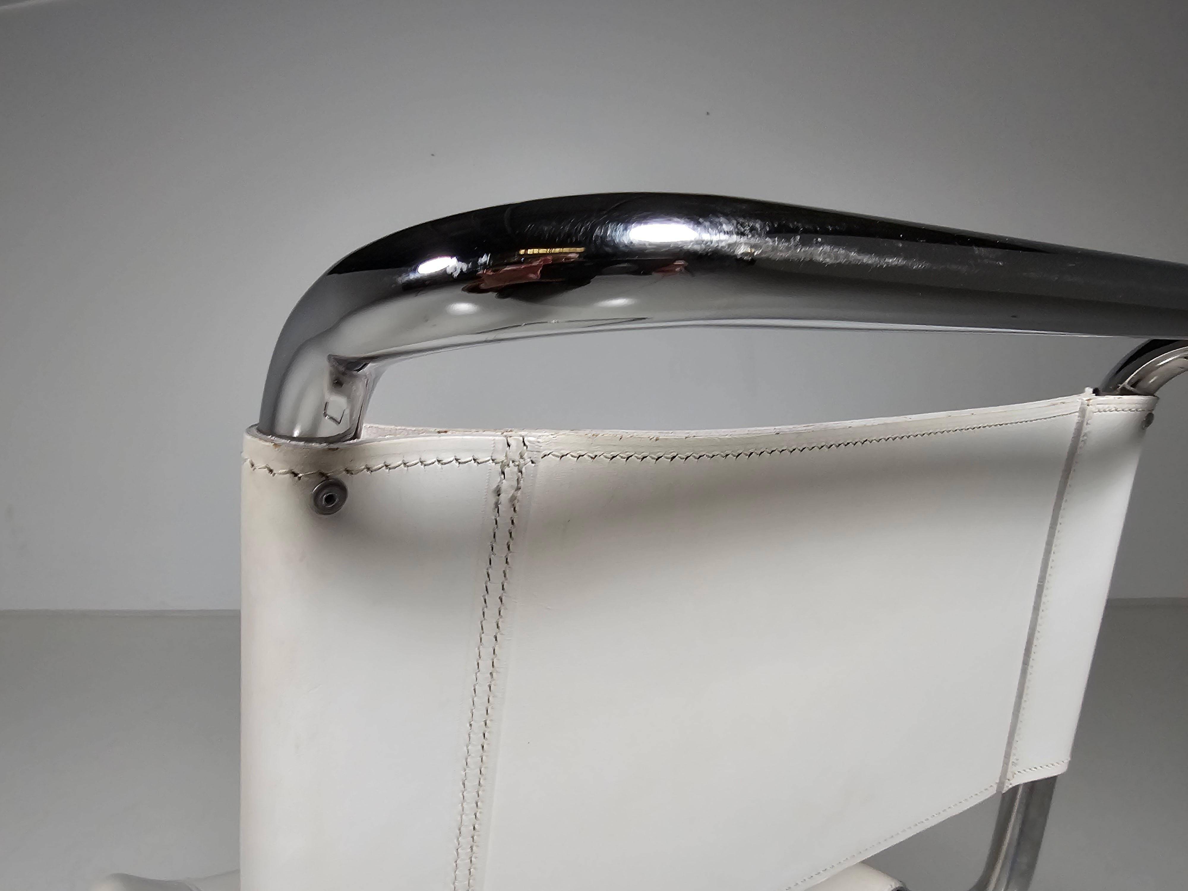 Set of 6 white cantilever dining chairs MR10 by Mies van der Rohe for Thonet, 1980s.