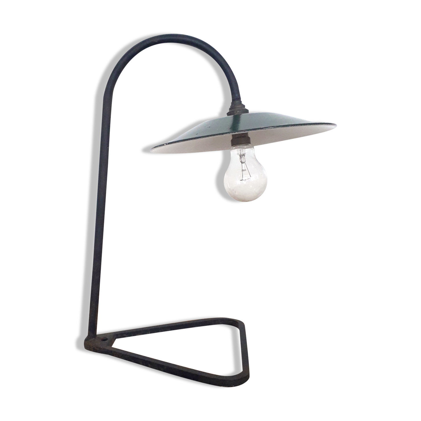 Desk / industrial lamp - Iron Enamelled Sheet Metal Green and White - 1940