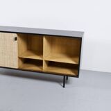 Enfilade florence knoll model 116 wood leather and raffia 1960