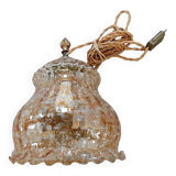 Glass and brass pendant light, vintage, 1960s