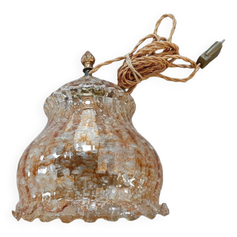 Suspension en verre et laiton, vintage, années 60