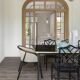 Dining Table, High Gloss Laminate, Brass, Tapered Legs, Navy Blue - XL