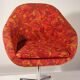 Vintage hull chair, multi-coloured floral fabric, Germany 1970s