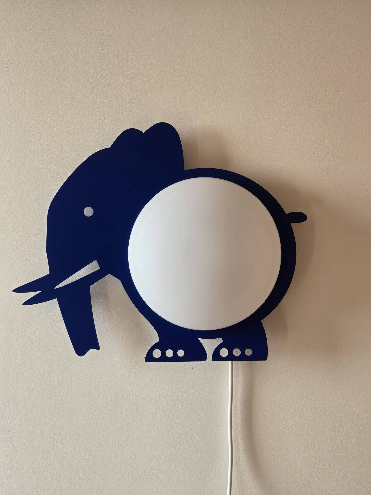 Vintage Elephant wall lamp in metal and opaline - design Hustadt Leuchten