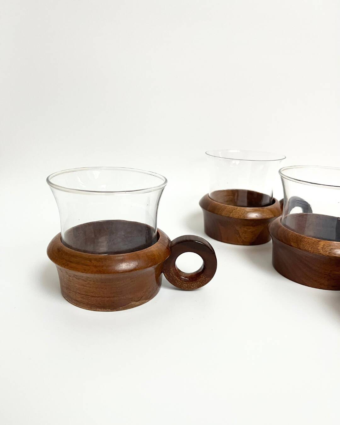 4 tasses Schott Mainz Jeanner teck & verre design 60s