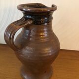 Brown ceramic stoneware pitcher / jug