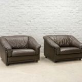 Comfortable Leolux Seal Brown Leather Lounge Chairs The Netherlands 1970s