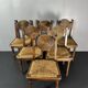 6 Farmhouse wood turned rush dining chairs