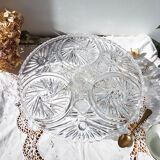 Plat à tarte en cristal vintage plat de service en cristal taillé ~ Présentoir à gateau ~ Centre d