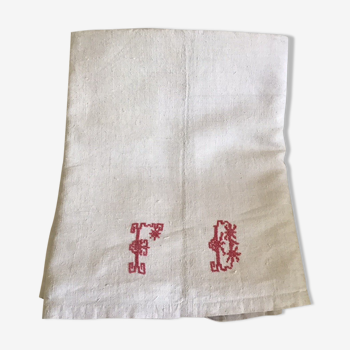 Country sheet in large linen marked FD