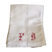 Drap de campagne en gros lin marqué FD