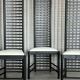 Set of 4 Postmodern Steel Dining Chairs – Sculptural High-Back Design, c. 1980s