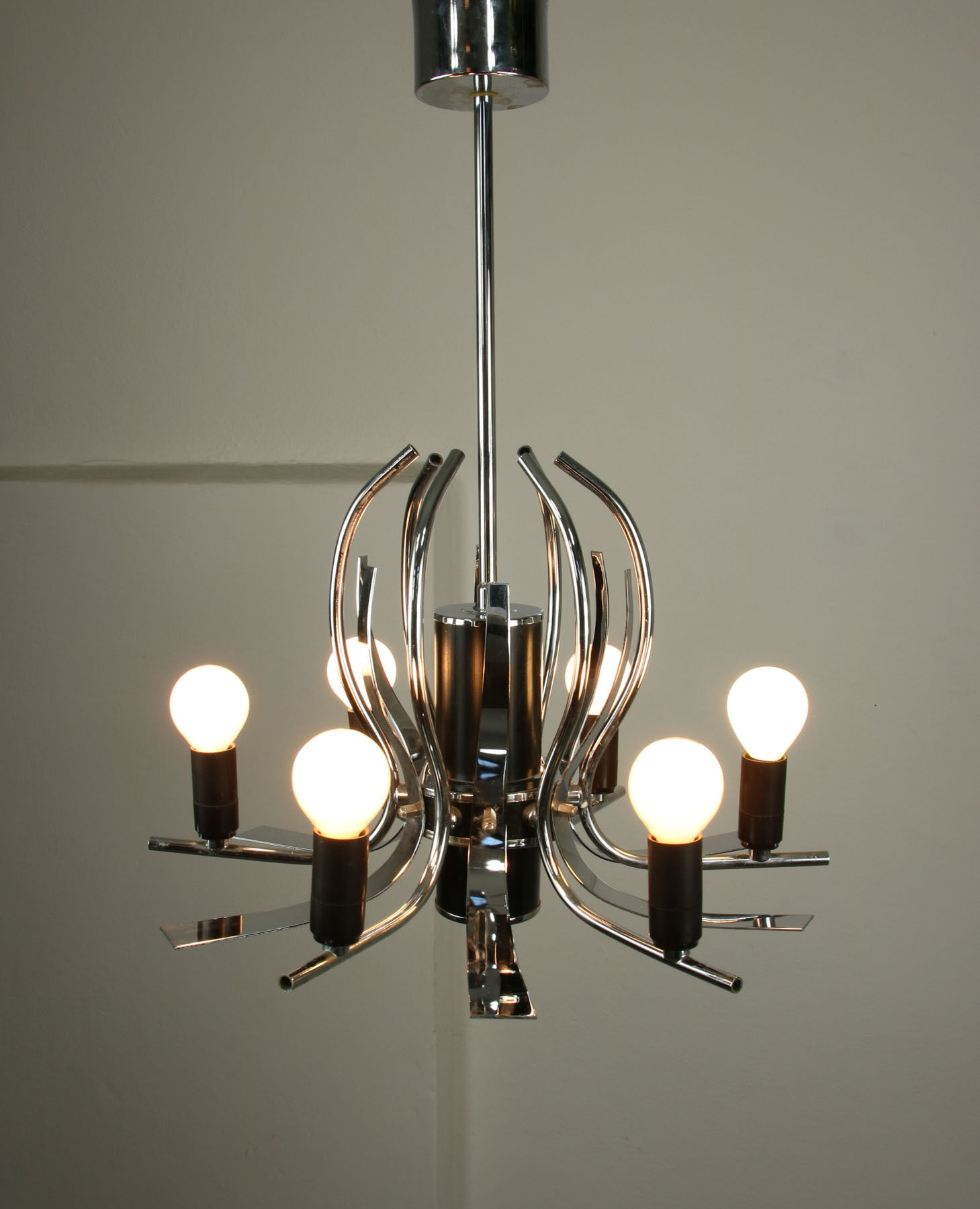 Vintage chrome swan shaped chandelier, 70