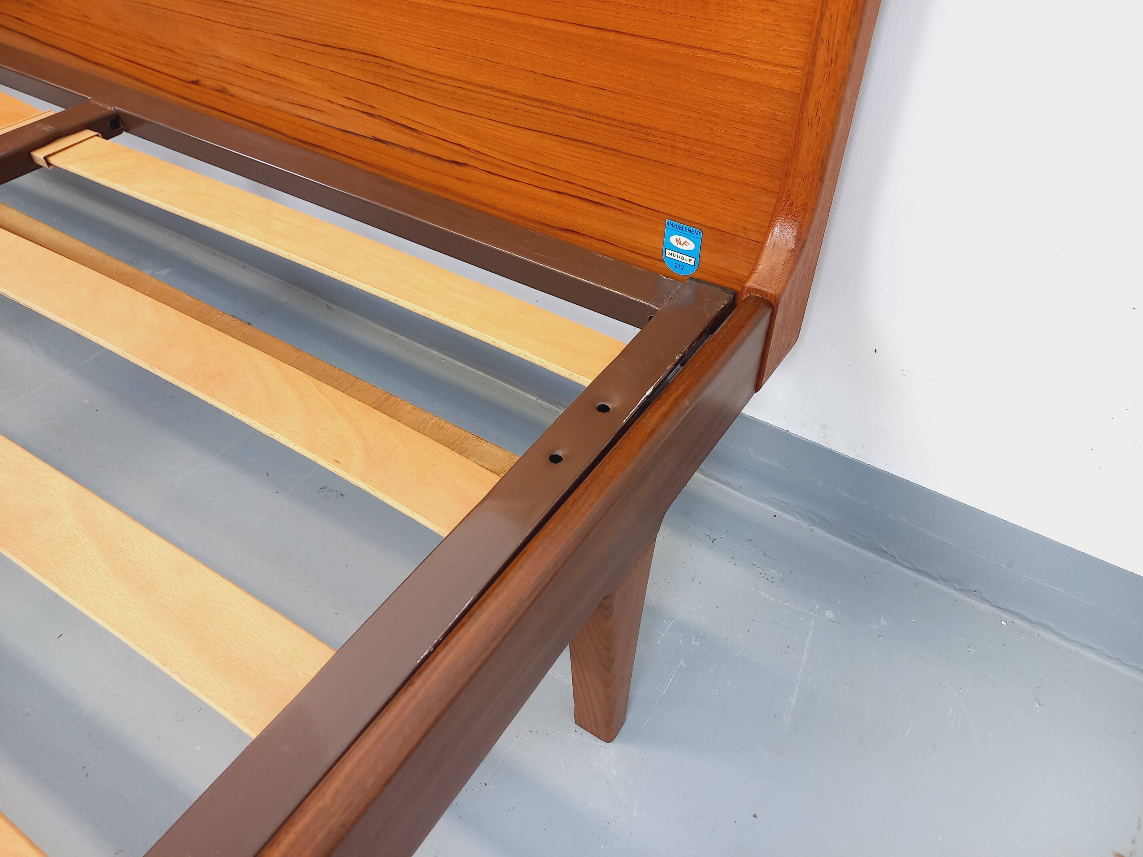 Carlström & Co vintage Scandinavian teak double bed from the 1960s