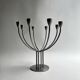 Grand chandelier en métal brossé 8 bougies, K. Hagberg design 1970