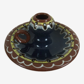 Marbled ceramic cellar rat candle holder