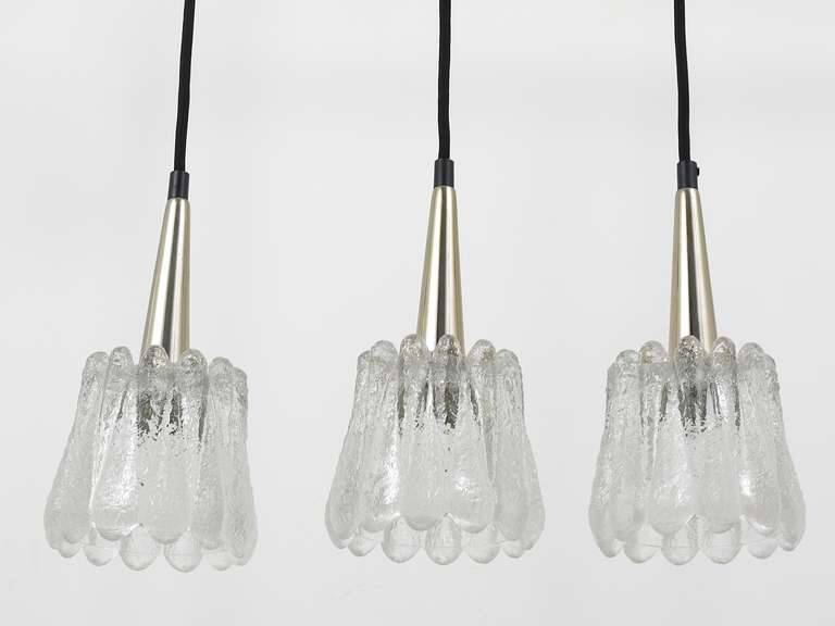 Set of three glass pendants by Carl Fagerlund for Orrefors, Sweden, 1960s.