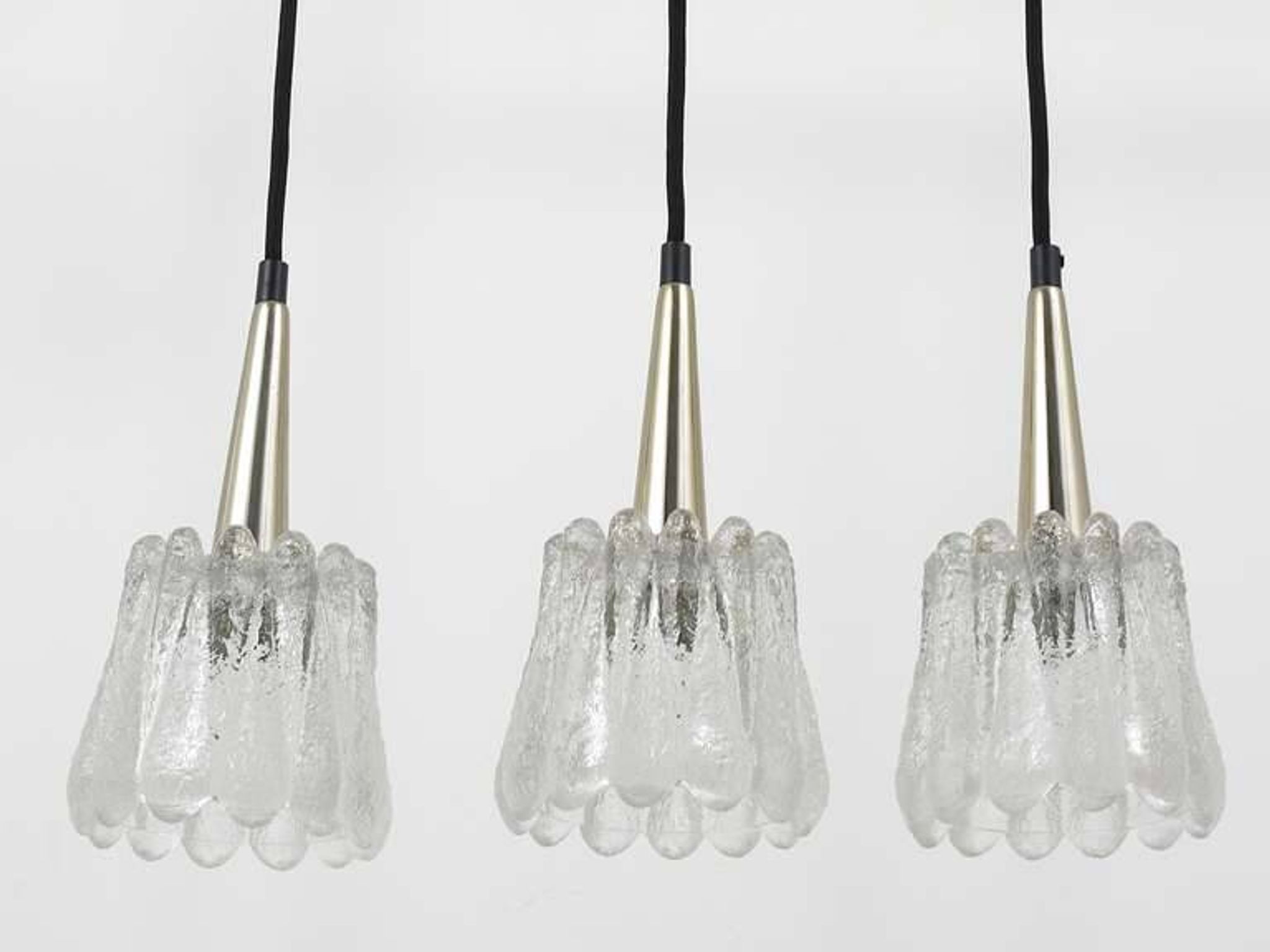 Set of three glass pendants by Carl Fagerlund for Orrefors, Sweden, 1960s.