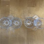 Pair of Vintage Moulded Glass Shell Salt and Pepper Shakers