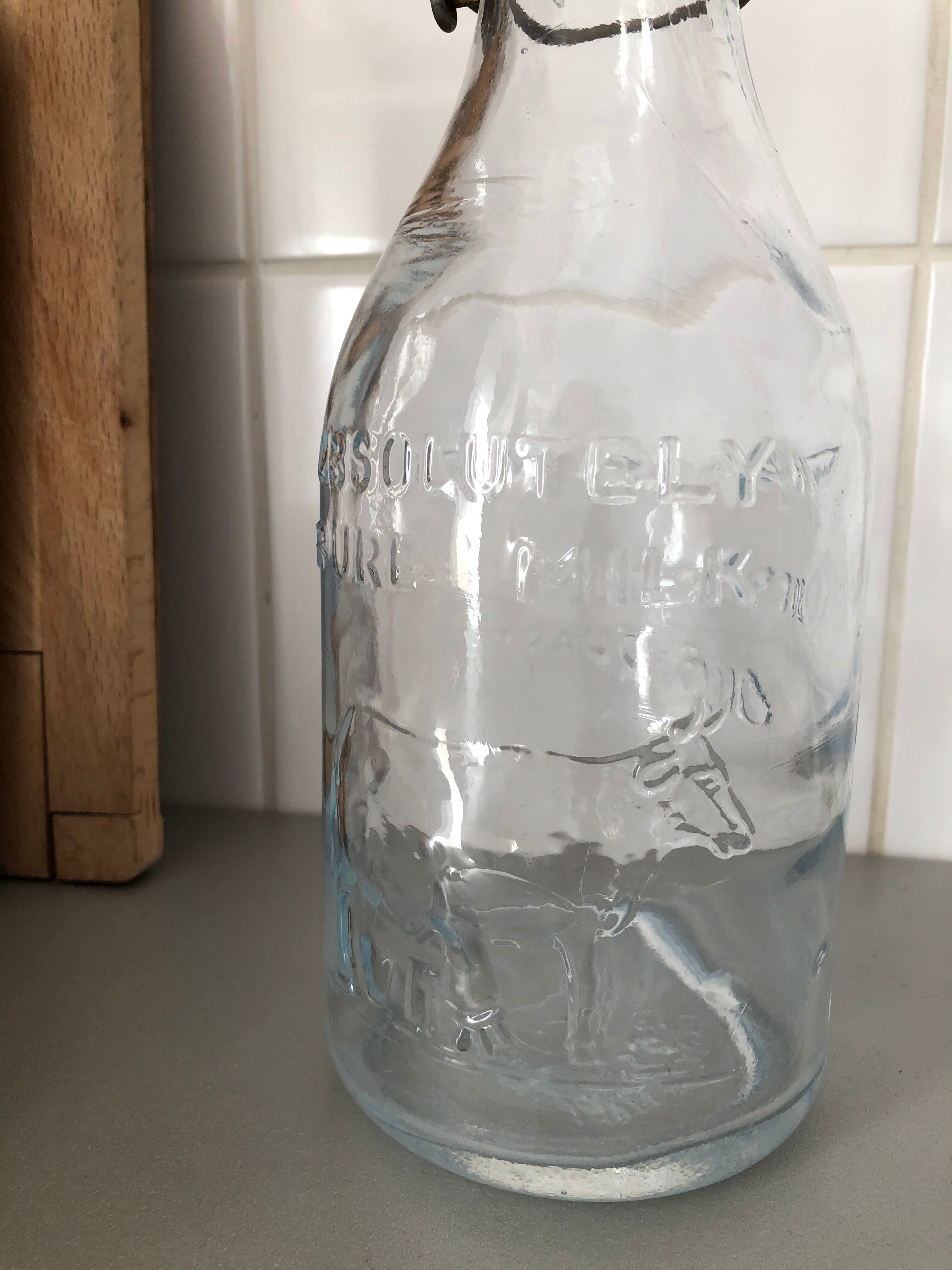 Glass milk bottle