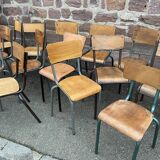 20 vintage mismatched industrial chairs school MULLCA tube & wood
