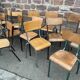 20 vintage mismatched industrial chairs school MULLCA tube & wood