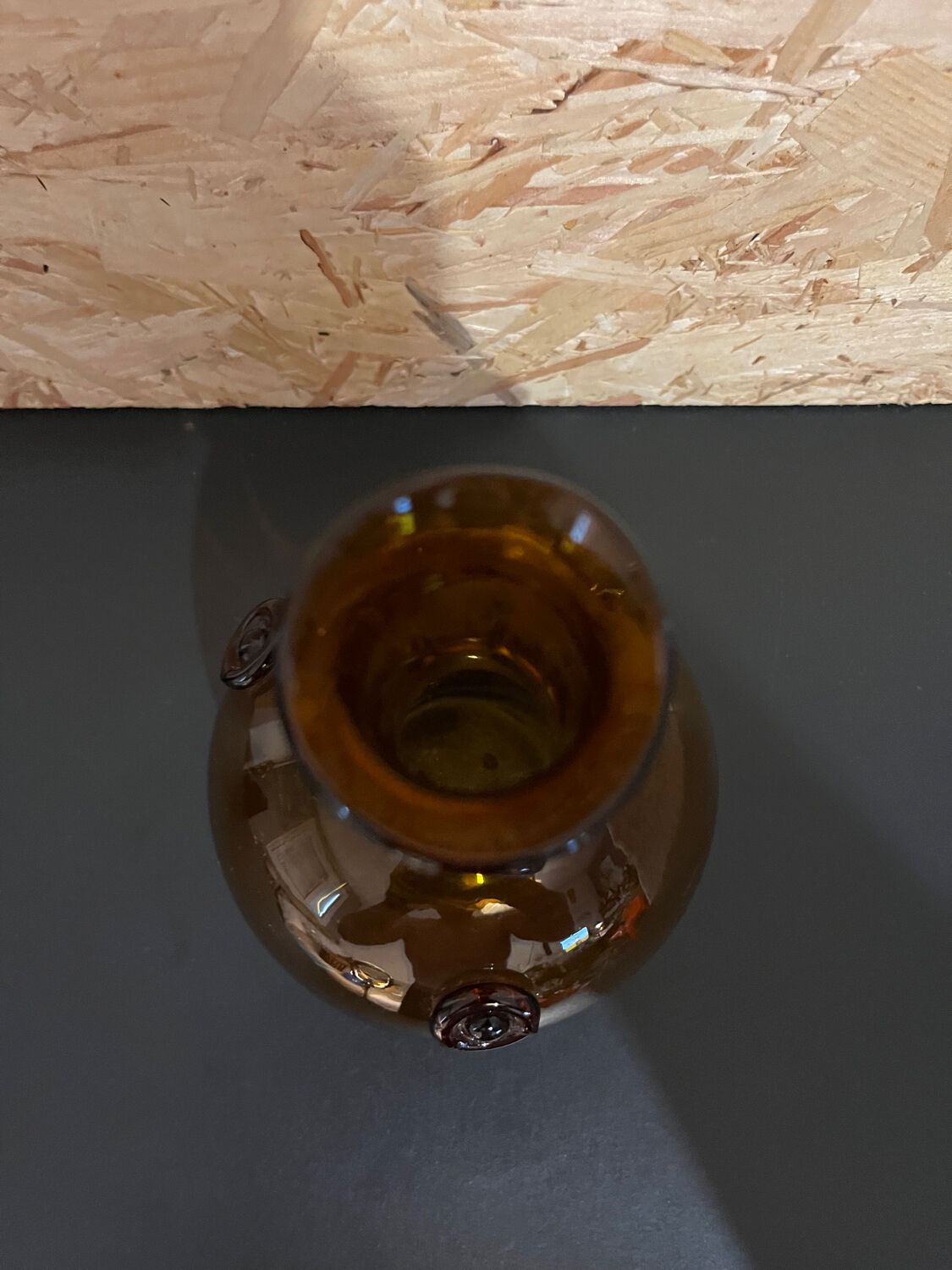 Amber blown glass vase