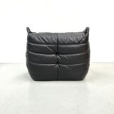 French black leather Togo lounge chair by Michel Ducaroy for Ligne Roset, 1970s