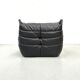 French black leather Togo lounge chair by Michel Ducaroy for Ligne Roset, 1970s