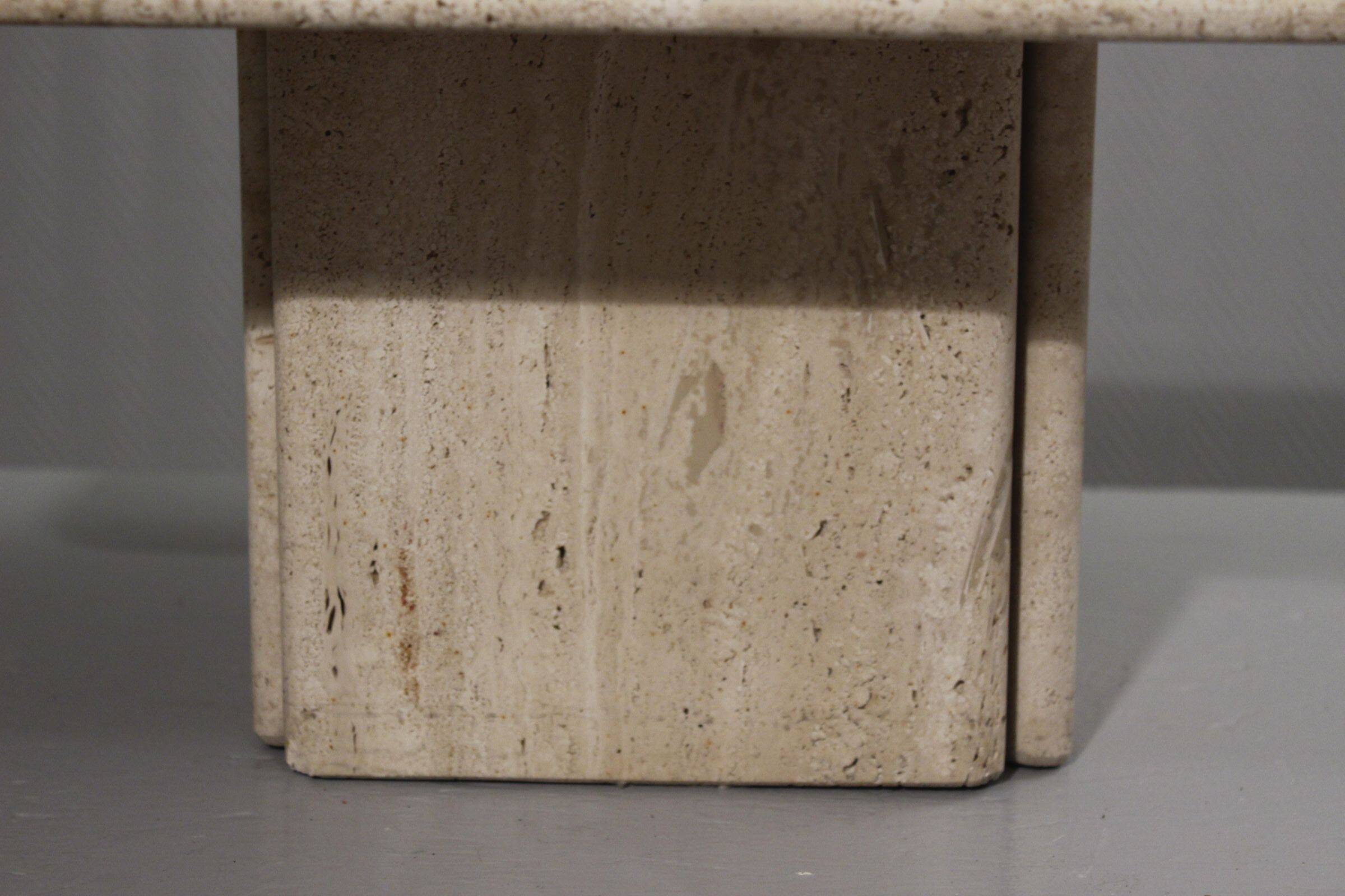 Low design side table in travertine, 1970s