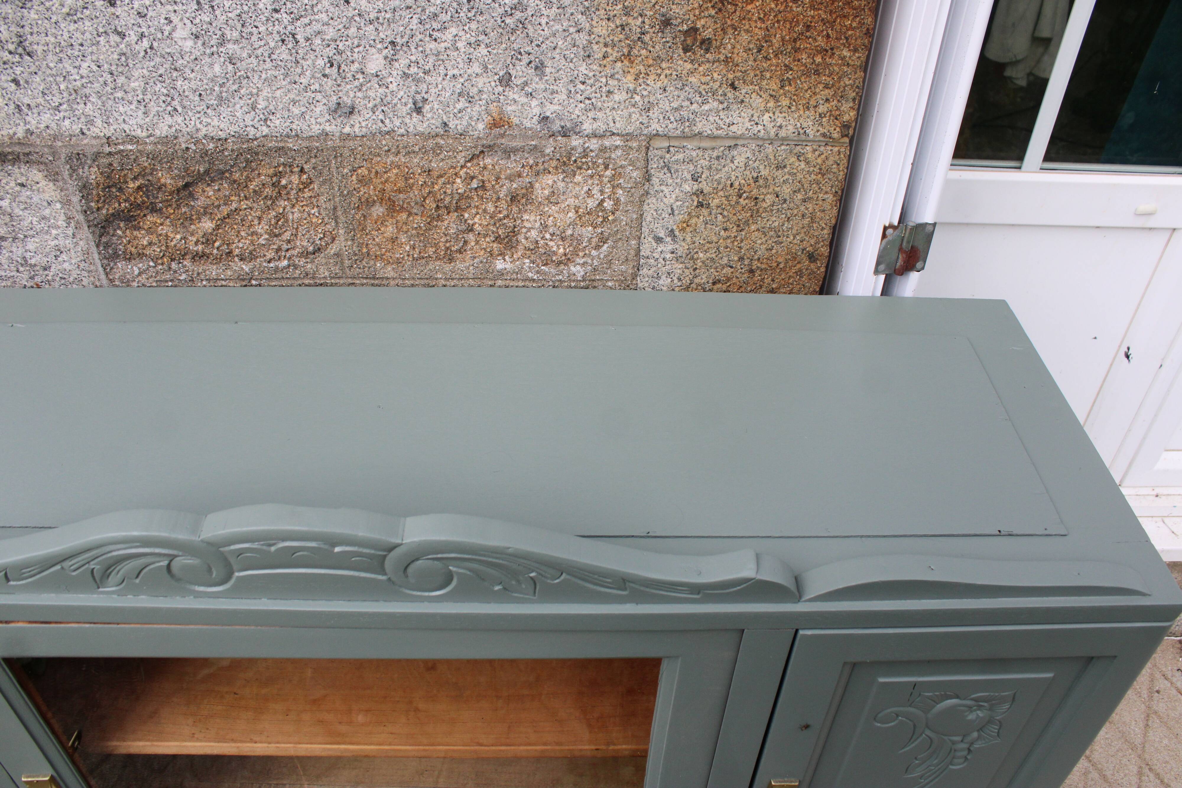 Renovated vintage sideboard with khaki paint – Haussmann chic & bohemian style