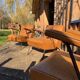 4 fauteuils en simili cuir camel, années 50