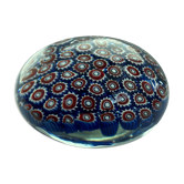Vintage, sulfure, presse-papier en cristal de Murano, décor millefiori formes circulaires colorées