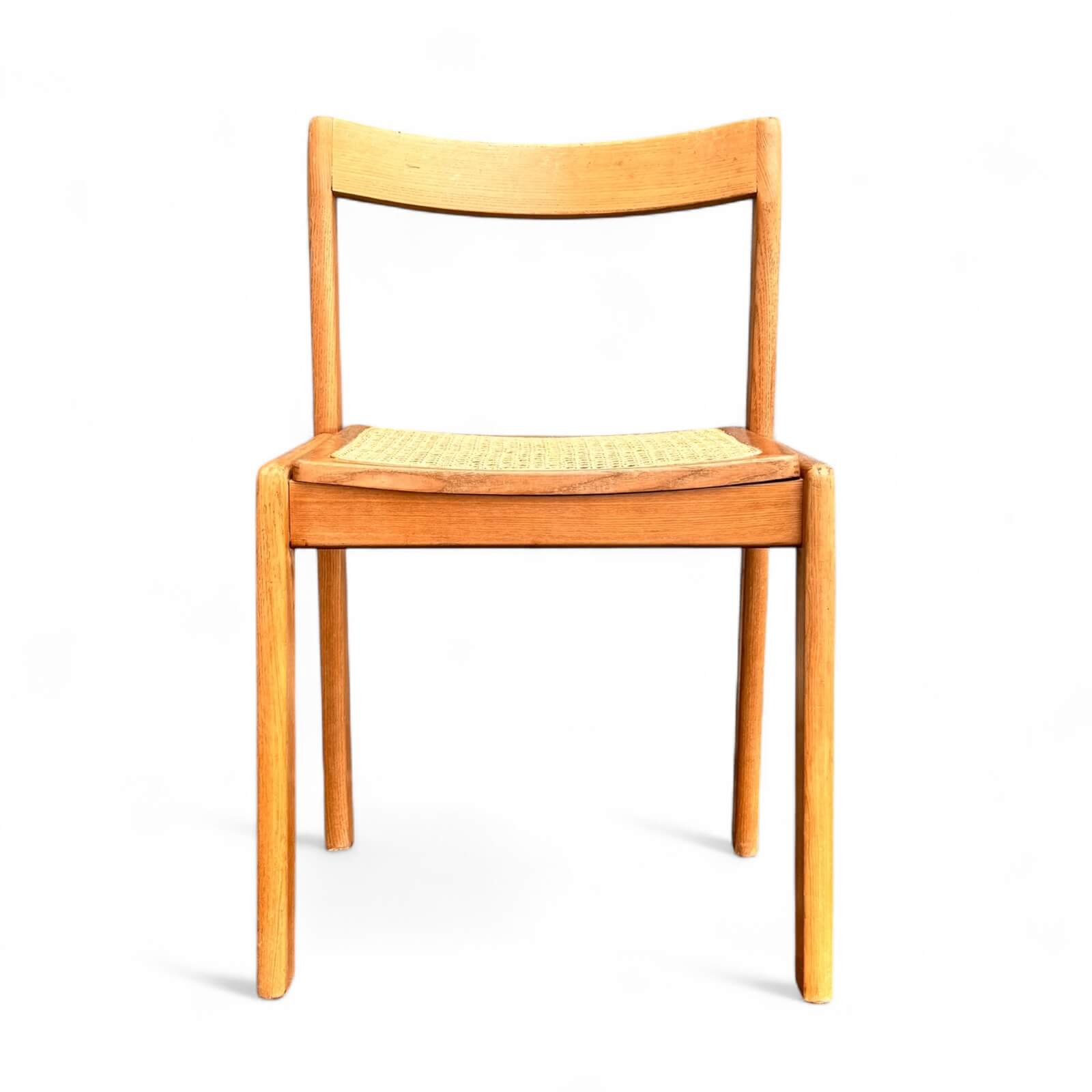 Set of 4 vintage chairs in solid ash and cane