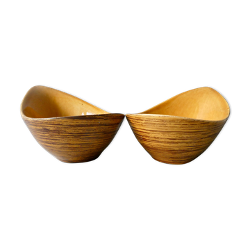 2 ceramic dishes Salins France, Duras model, 1960s