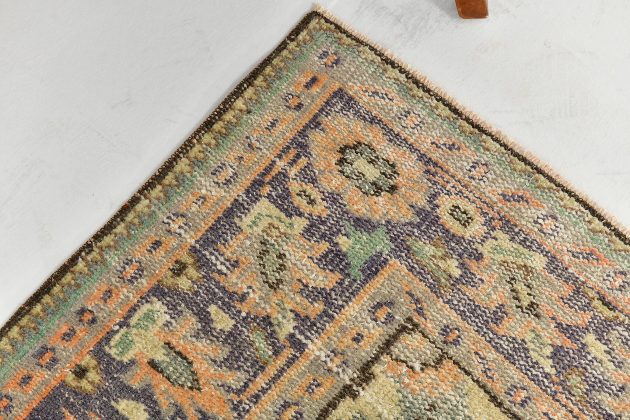Green & Orange Turkish Vintage Rug, 182x286Cm