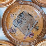 Set of 8 vintage dessert plates in enamelled stoneware signed MALI