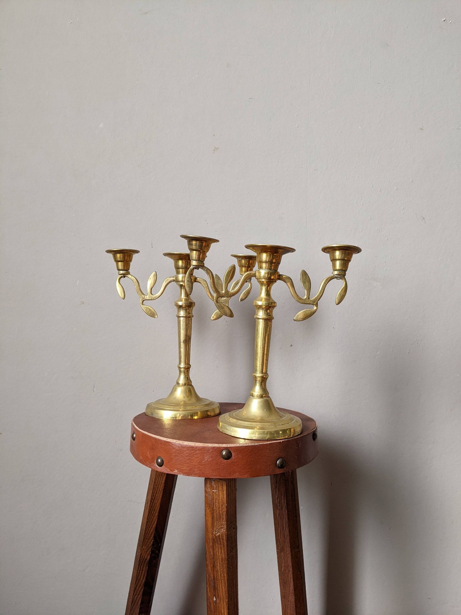 Pair of vintage bohemian country candlestick holders