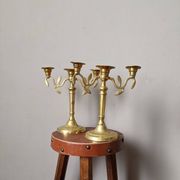 Pair of vintage bohemian country candlestick holders