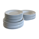 24 white ceramic brewery plates