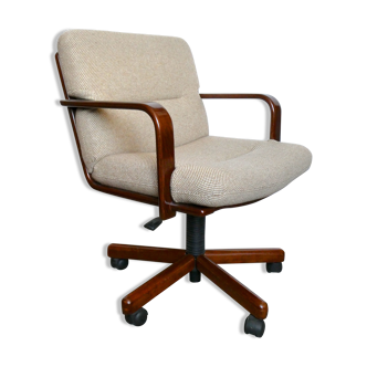 Desk chair in wood and fabric of the 1980s
