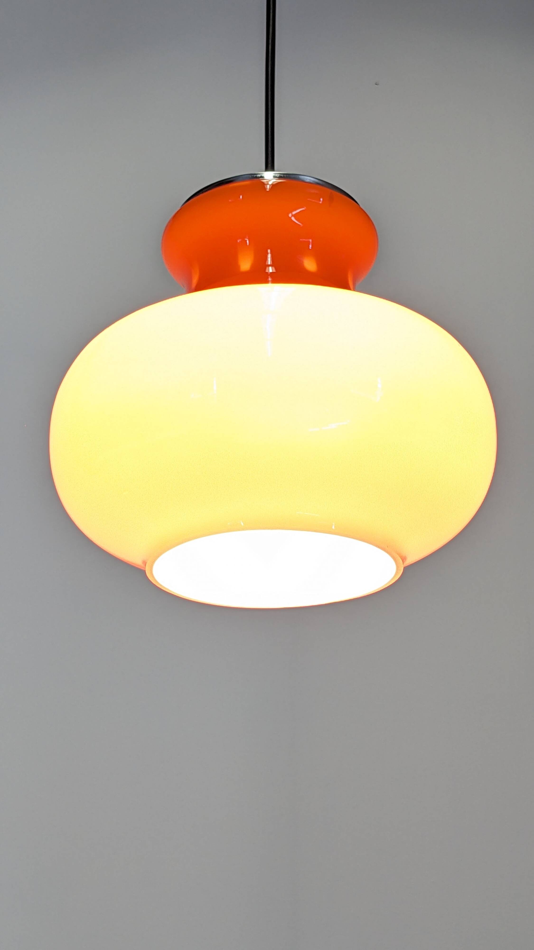 Orange opaline pendant light from the 60s/70s