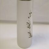 Old art nouveau vase frosted glass cylinder leaf decoration