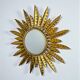 Midcentury modern sunburst wall mirror – gilt metal, France 1960s