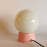 Vintage white opaline living room bedside desk lamp "Malabar"