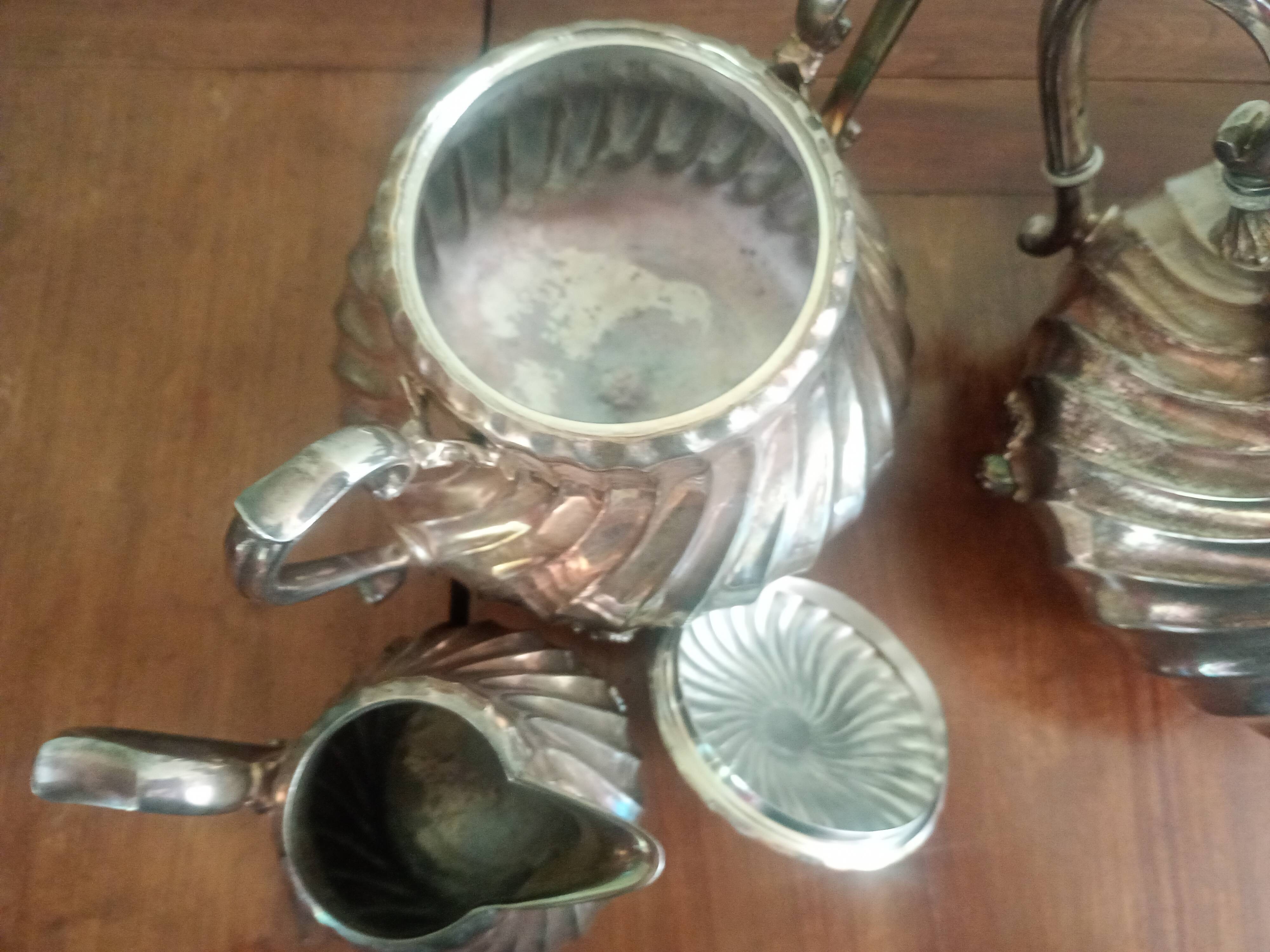 VICTOR SAGLIER - Tea & coffee service - silver-plated wavy Art Nouveau